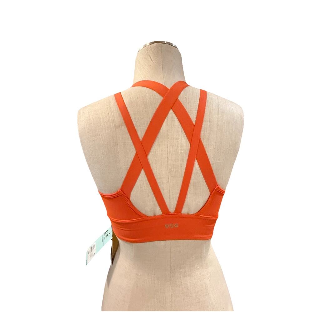 DSG Women’s Strappy Compression Sports Bra XS Ginger Orange Medium Support New - Picture 5 of 10
